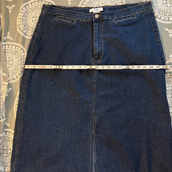 Togo Dark Blue Denim Maxi Skirt Size 20 - Picture 5 of 10